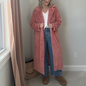 PrettyLittleThing Pink Faux Fur coat